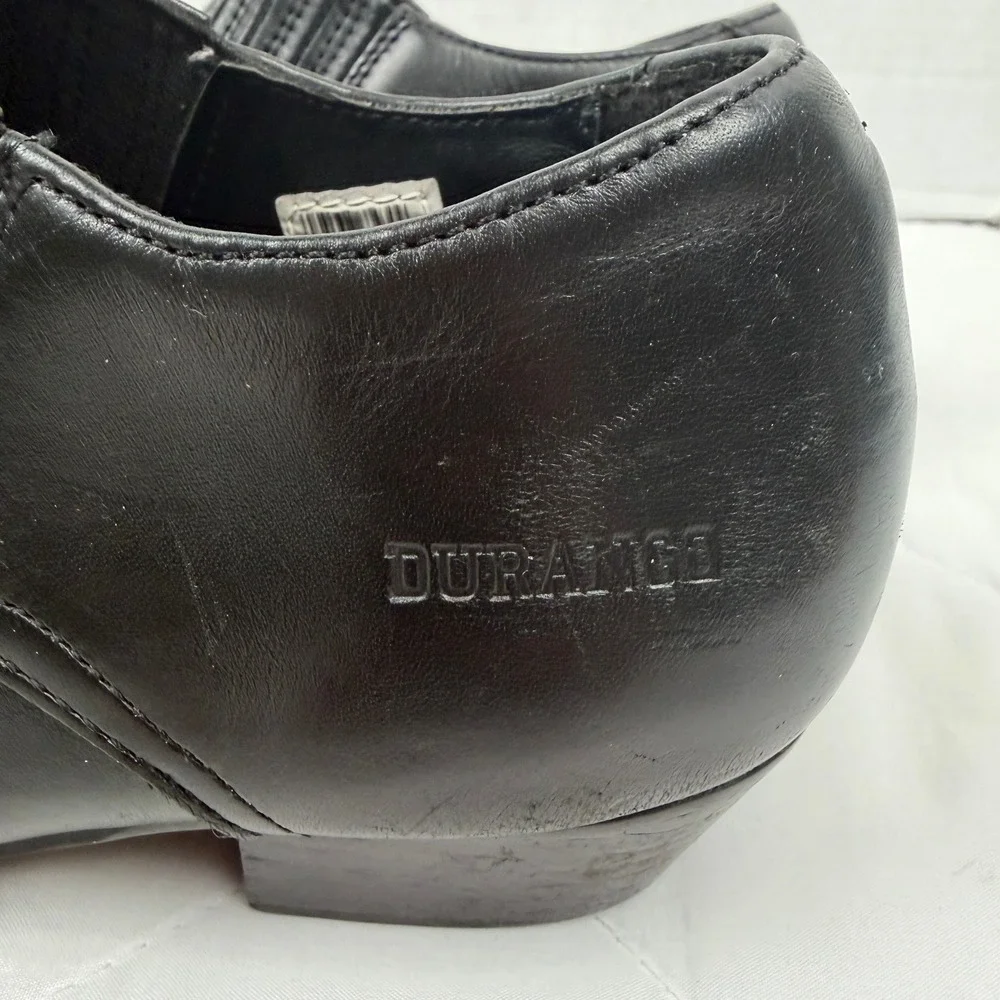 Durango Western Leather Ankle Booties 9 Black Pointed Toe Embroidered